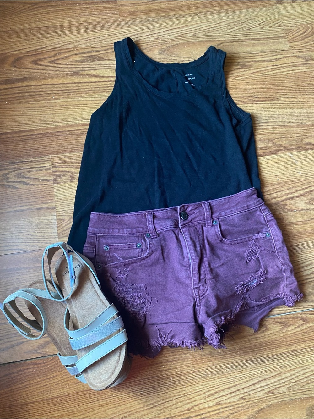 American Eagle Purple Distressed High-Rise Denim Shorts Raw Hem